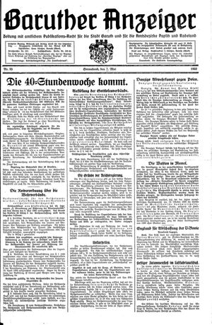 Baruther Anzeiger vom 07.05.1932