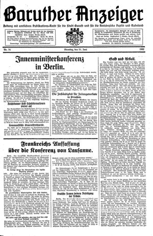 Baruther Anzeiger vom 21.06.1932