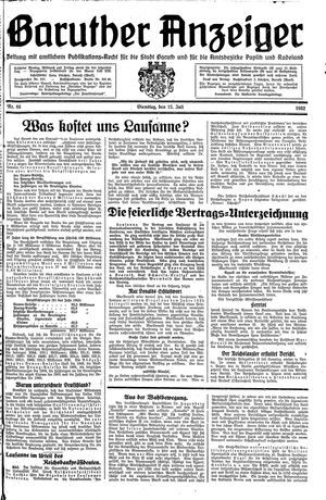 Baruther Anzeiger vom 12.07.1932