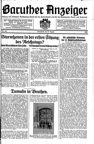 Baruther Anzeiger vom 27.08.1932