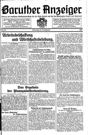 Baruther Anzeiger vom 22.09.1932