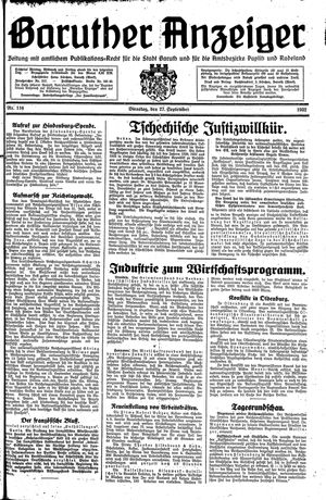 Baruther Anzeiger vom 27.09.1932