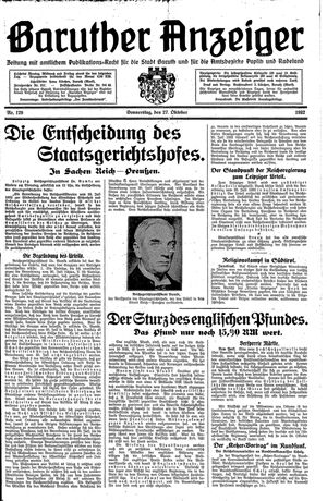 Baruther Anzeiger vom 27.10.1932