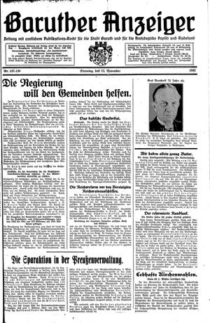 Baruther Anzeiger vom 15.11.1932
