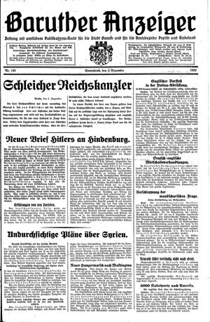 Baruther Anzeiger vom 03.12.1932