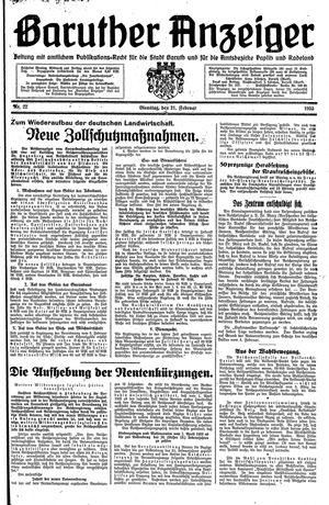 Baruther Anzeiger vom 21.02.1933