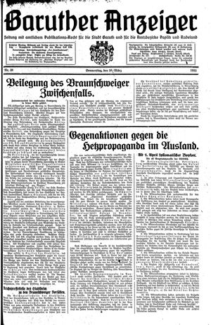 Baruther Anzeiger vom 30.03.1933
