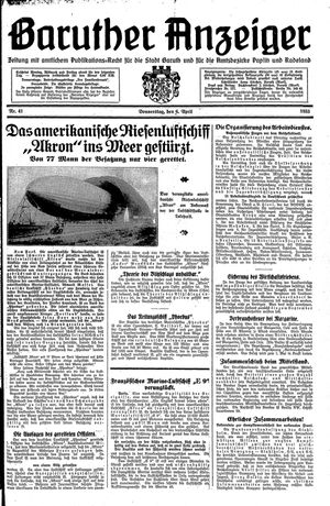 Baruther Anzeiger vom 06.04.1933