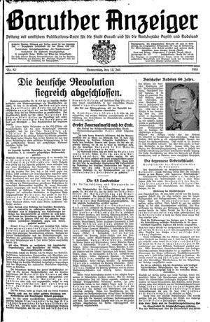 Baruther Anzeiger vom 13.07.1933