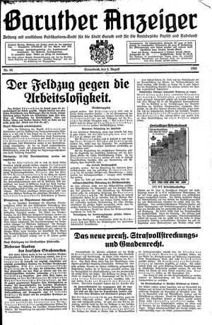 Baruther Anzeiger vom 05.08.1933