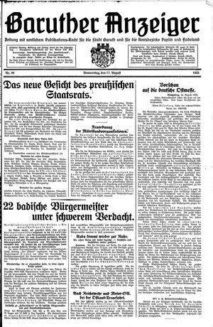 Baruther Anzeiger vom 17.08.1933
