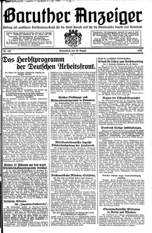 Baruther Anzeiger vom 26.08.1933