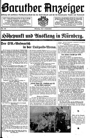 Baruther Anzeiger vom 05.09.1933