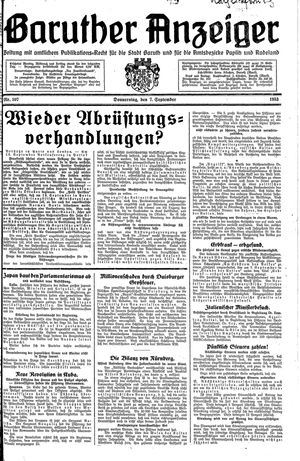 Baruther Anzeiger vom 07.09.1933