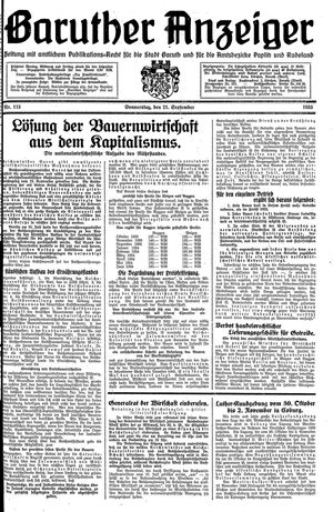 Baruther Anzeiger vom 21.09.1933