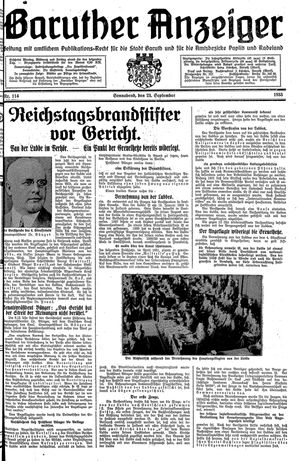 Baruther Anzeiger vom 23.09.1933