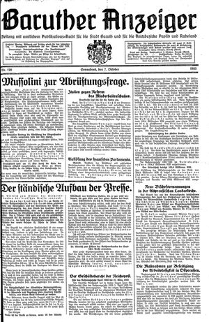Baruther Anzeiger vom 07.10.1933