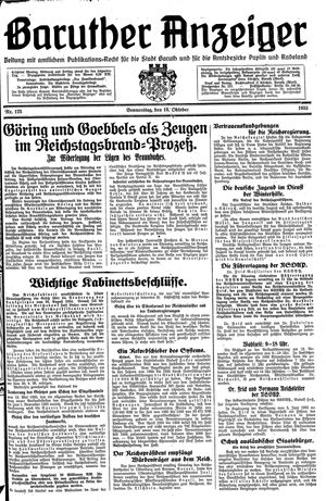 Baruther Anzeiger vom 19.10.1933