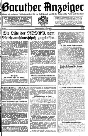 Baruther Anzeiger vom 02.11.1933