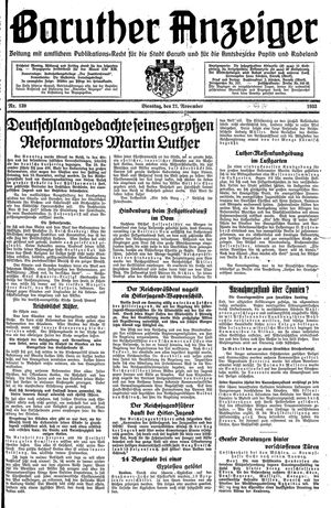 Baruther Anzeiger vom 21.11.1933