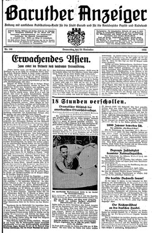 Baruther Anzeiger vom 23.11.1933