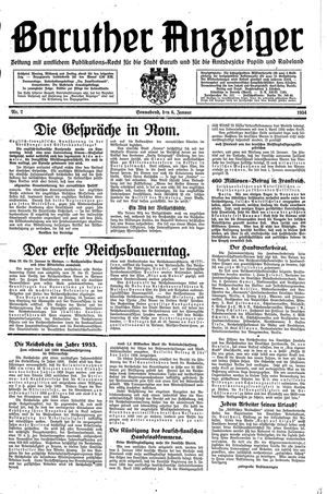 Baruther Anzeiger vom 06.01.1934