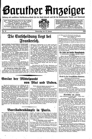Baruther Anzeiger vom 24.01.1934