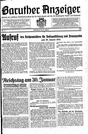 Baruther Anzeiger vom 27.01.1934
