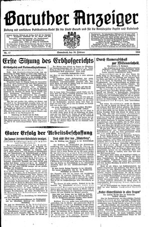 Baruther Anzeiger vom 10.02.1934