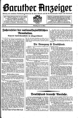 Baruther Anzeiger vom 13.03.1934