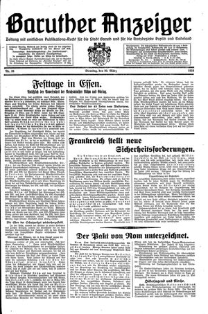 Baruther Anzeiger vom 20.03.1934