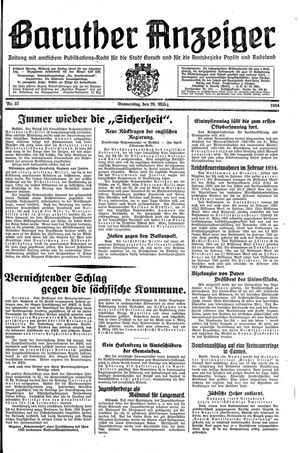 Baruther Anzeiger vom 29.03.1934
