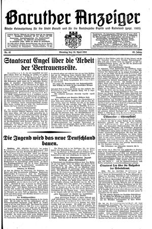 Baruther Anzeiger vom 10.04.1934