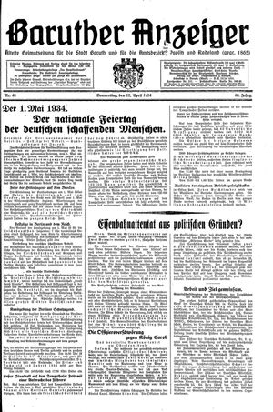 Baruther Anzeiger vom 12.04.1934