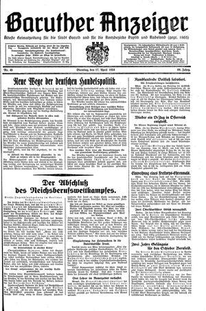 Baruther Anzeiger vom 17.04.1934