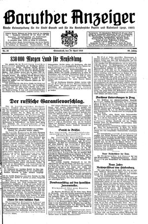 Baruther Anzeiger vom 28.04.1934