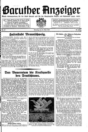 Baruther Anzeiger vom 15.05.1934