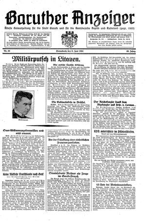 Baruther Anzeiger vom 09.06.1934