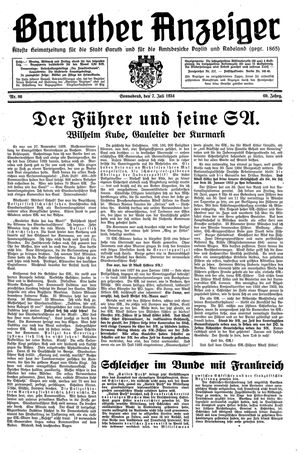 Baruther Anzeiger vom 07.07.1934