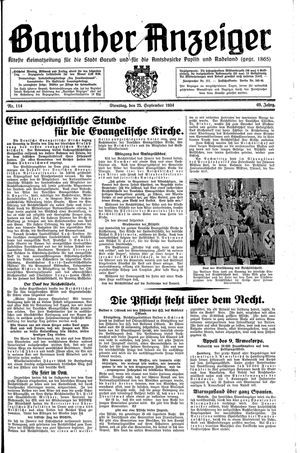 Baruther Anzeiger vom 25.09.1934