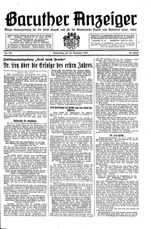 Baruther Anzeiger vom 29.11.1934