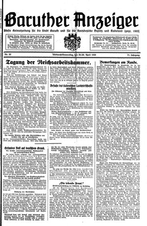 Baruther Anzeiger vom 29.04.1936