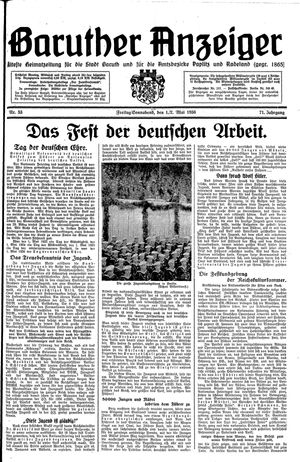 Baruther Anzeiger vom 01.05.1936