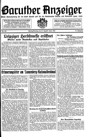Baruther Anzeiger vom 31.08.1936
