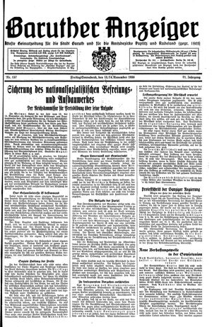 Baruther Anzeiger vom 13.11.1936