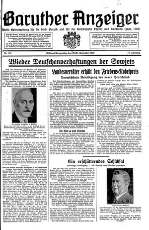 Baruther Anzeiger vom 25.11.1936