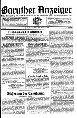 Baruther Anzeiger vom 27.11.1936