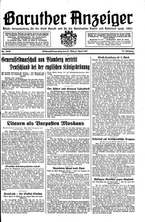 Baruther Anzeiger vom 31.03.1937