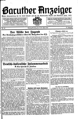 Baruther Anzeiger vom 12.04.1937