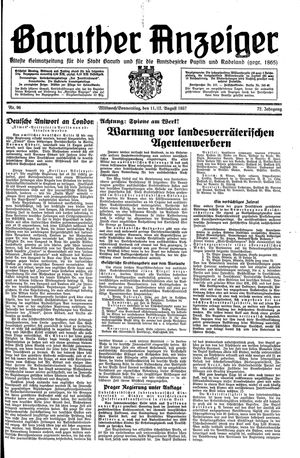Baruther Anzeiger vom 11.08.1937